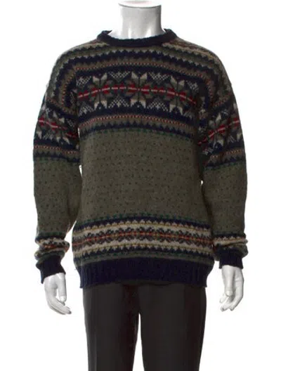 Pre-owned Woolrich Wool Patterned Pullover In Green