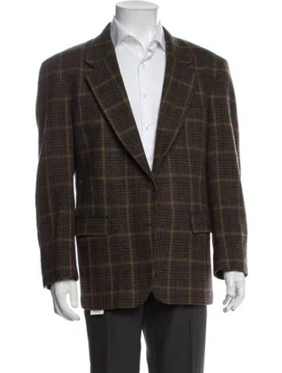 Pre-owned Woolrich Wool Plaid Print Blazer In Green