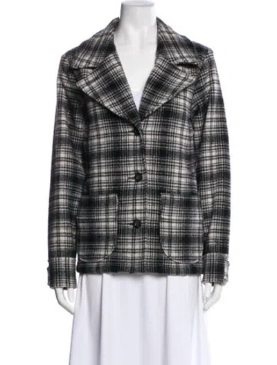 Pre-owned Woolrich Wool Plaid Print Coat In Multi