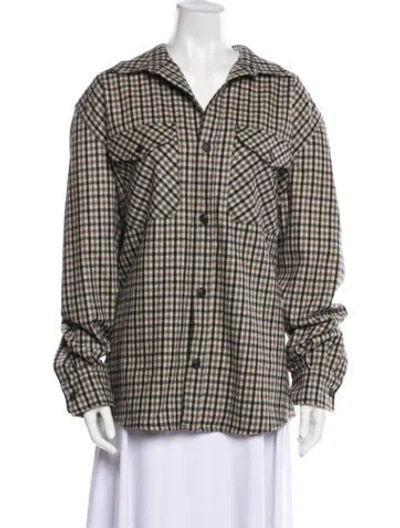Pre-owned Woolrich Wool Plaid Print Coat In Multi