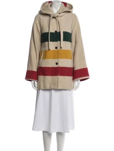 Pre-owned Woolrich Wool Plaid Print Jacket In Neutrals