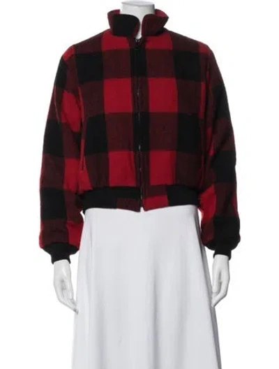 Pre-owned Woolrich Wool Plaid Print Jacket In Red