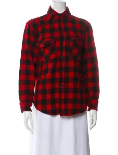 Pre-owned Woolrich Wool Plaid Print Utility Jacket In Red