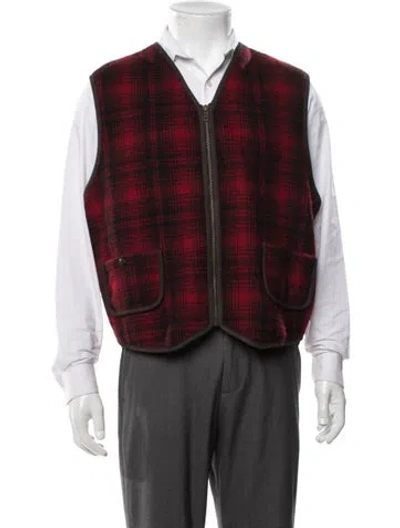Pre-owned Woolrich Wool Plaid Print Vest In Red
