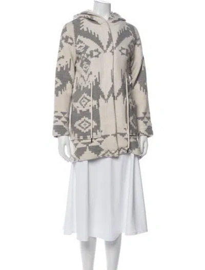 Pre-owned Woolrich Wool Printed Faux Fur Jacket In Multi