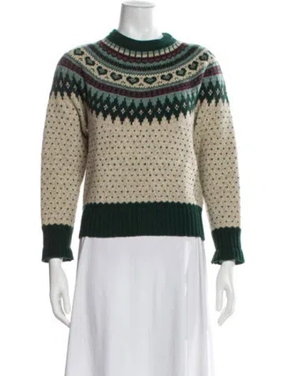 Pre-owned Woolrich Wool Printed Sweater In Green