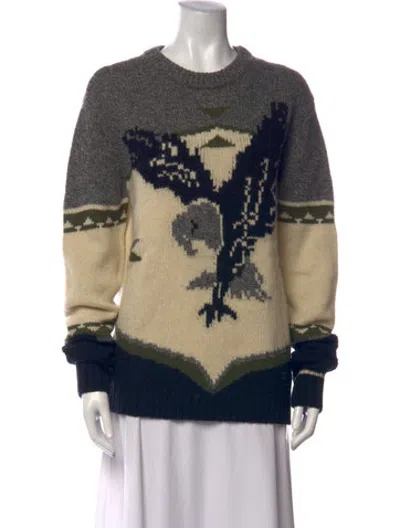 Pre-owned Woolrich Wool Printed Sweater In White