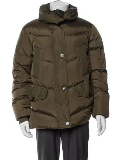 Pre-owned Woolrich Wool Puffer Coat In Green
