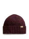 Woolrich Wool Ribbed Beanie In Brown
