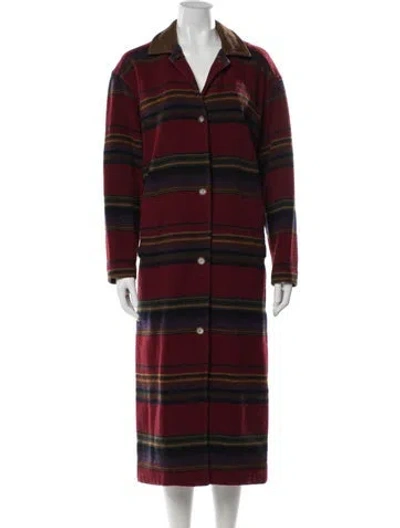 Pre-owned Woolrich Wool Striped Coat In Red