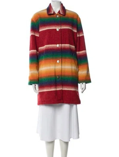 Pre-owned Woolrich Wool Striped Coat In Red