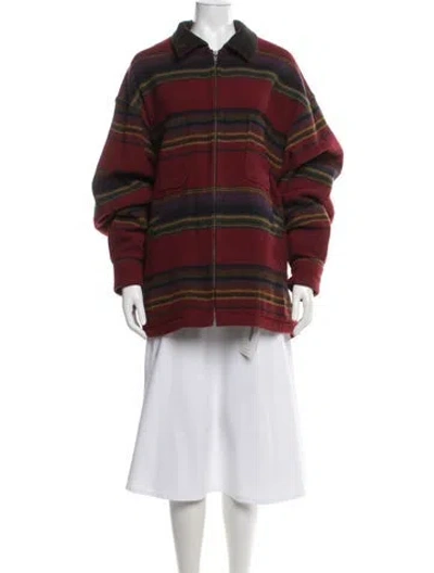 Pre-owned Woolrich Wool Striped Jacket In Red