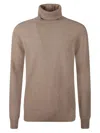 Woolrich Turtleneck Knitwear With Ribbed Cuffs And Hem In Neutral
