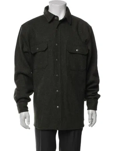 Pre-owned Woolrich Wool Tweed Pattern Jacket In Green