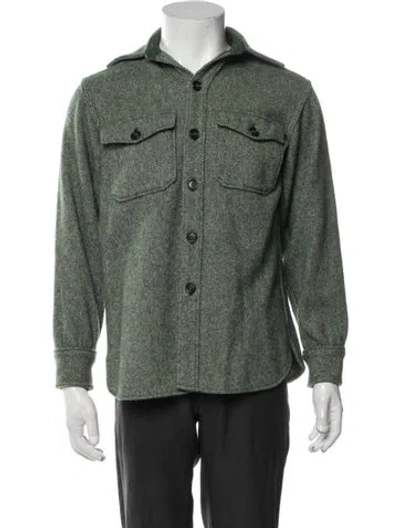 Pre-owned Woolrich Wool Tweed Pattern Jacket In Green