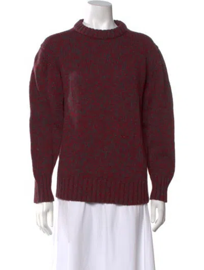 Pre-owned Woolrich Wool Tweed Pattern Sweater In Burgundy