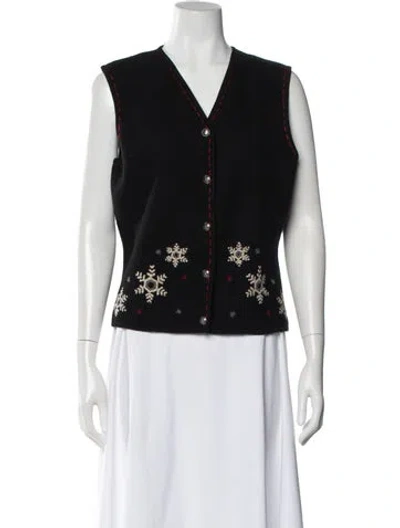 Pre-owned Woolrich Wool V-neck Sweater In Black