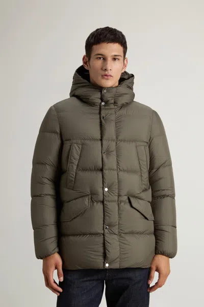 Woolrich Wool-blend Cloud Davis Mini Parka Jacket In Green