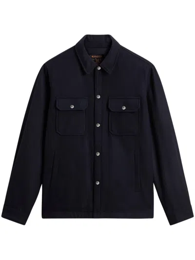 Woolrich Wool-blend Duck Down Puffer Coat For Men In Blue