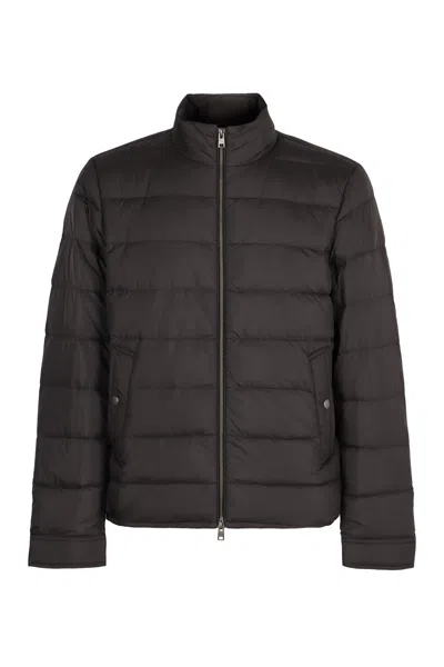 Woolrich Wool-blend Full-zip Down Jacket In Black