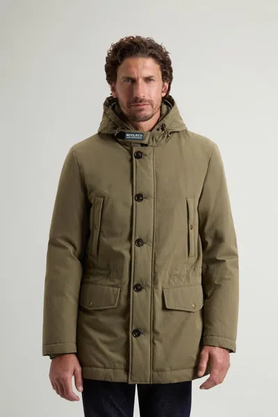 Woolrich Wool-blend Mountain Cloth Parka Jacket In Green