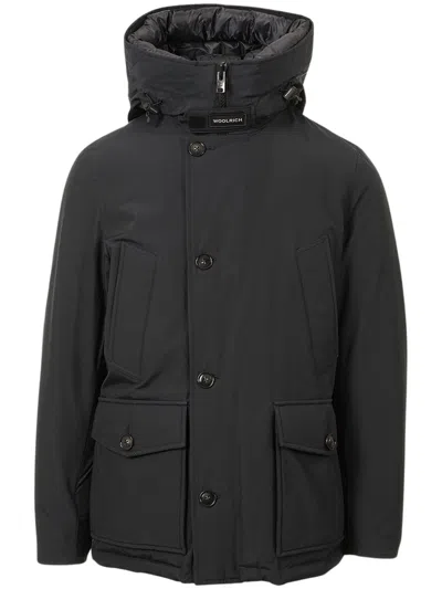 Woolrich Wool-blend Puffer Coat With Mini Quilted Design In Black