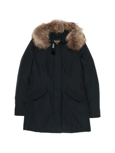Woolrich Arctic Raccoon Parka Coat In Blue