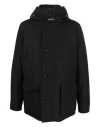 Woolrich Classic Hooded Coat With Front Button Closure In Black