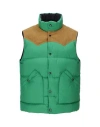 Woolrich Western Down Vest Man Puffer Green Size L Polyester, Polyurethane In Green