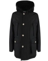 Woolrich Navy Blue Cotton Blend Down-filled Parka In Black