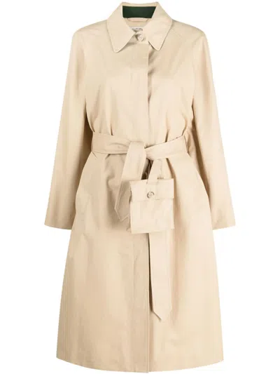 Woolrich Flap-pouch Belted Trench Coat In Neutrals