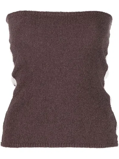 Woolrich Strapless Knitted Top In 703 Brown