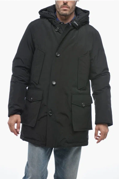 Woolrich X Mastermind Cotton And Nylon Down Jacket With Hood In Black