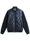 Woolrich Yarn Nylon Quilted Hybrid Jacket In Blue