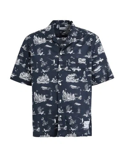 Woolrich Zavikon Ss Shirt Man Shirt Navy Blue Size Xl Cotton