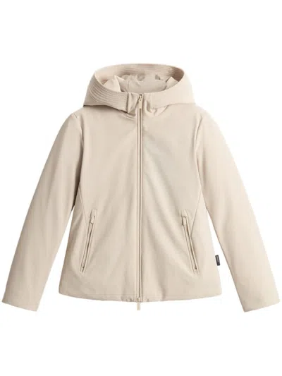 Woolrich Zip-fastening Hooded Jacket In Beige