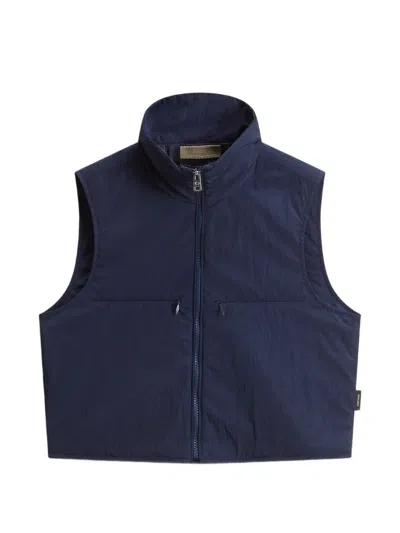 Woolrich Zip Gilet In Blue