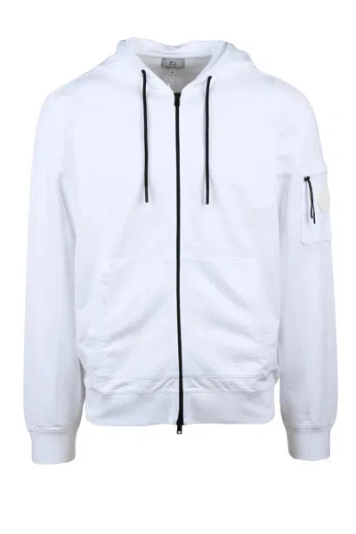 Woolrich Zip Hoodie Sweatshirt - White In Blue