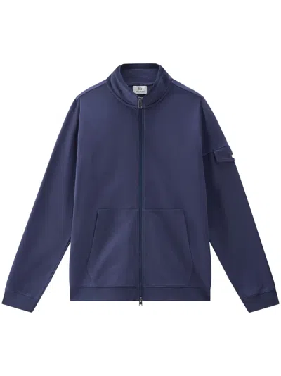Woolrich Zip-up Cotton Track Jacket In Blue