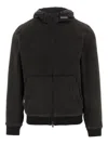 Woolrich Black Zip-up Logo Hoodie In Black