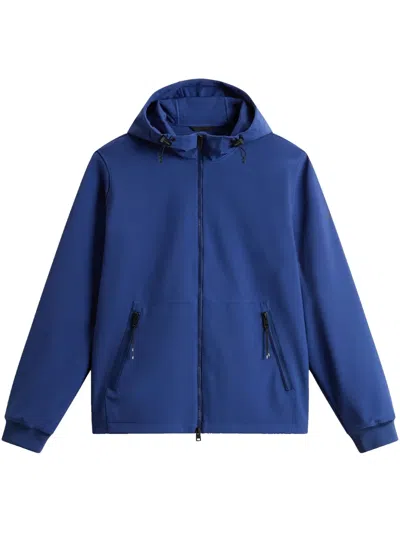 Woolrich Zip-up Hooded Jacket In Blue
