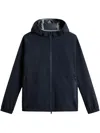 Woolrich Hooded Jacket With Drawstring And Pockets In Blue