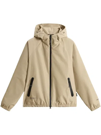 Woolrich Zip-up Hooded Jacket In Neutrals