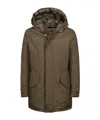 Woolrich Zip-up Hooded Parka In Brown