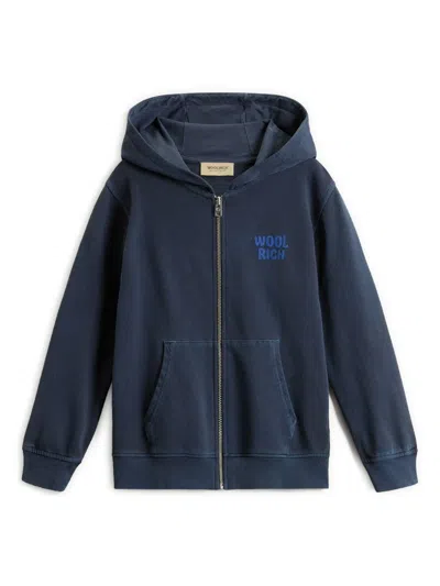 Woolrich Kids' Zip-up Hoodie In Blue