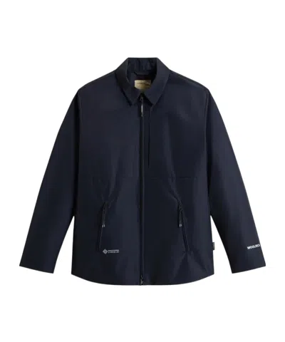 Woolrich Zip-up Shirt Jacket In Midnight Blue