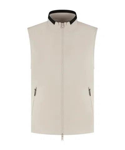 Woolrich Zip-up Sleeveless Gilet In Neutral