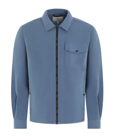 Woolrich Zippered Long Sleeve Casual Jacket In Blue