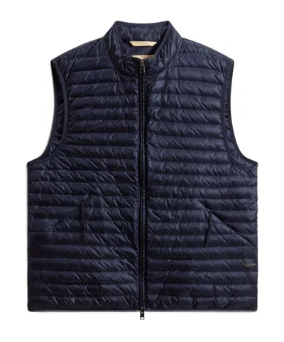 Woolrich Zippered Quilted Vest In Blue