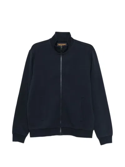 Woolrich Zip-up High-neck Sweater In Blue